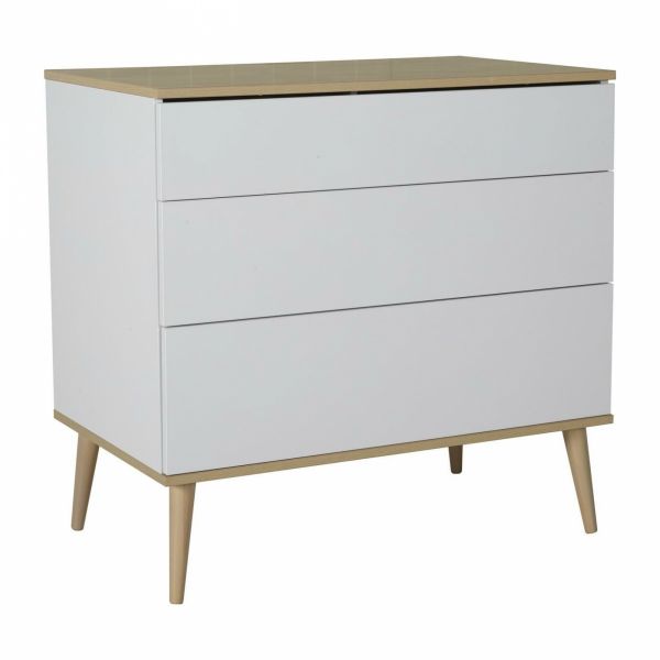 Commode 3 tiroirs Flow White et Oak