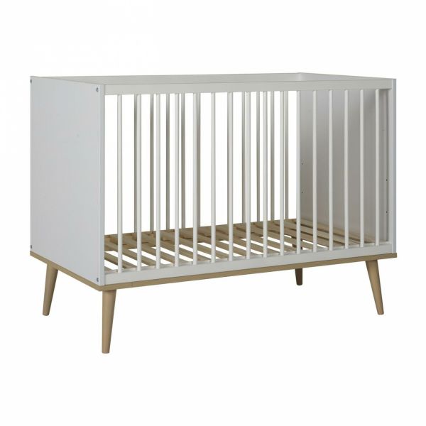 Lit bébé 60x120 cm Flow White et Oak