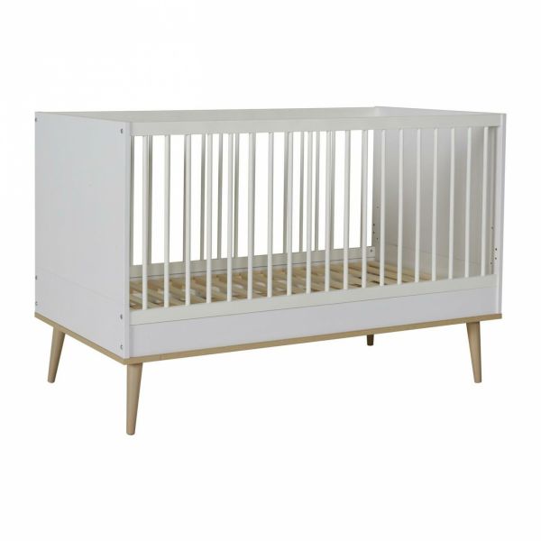 Lit bébé 70x140 cm évolutif en lit enfant Flow White et Oak