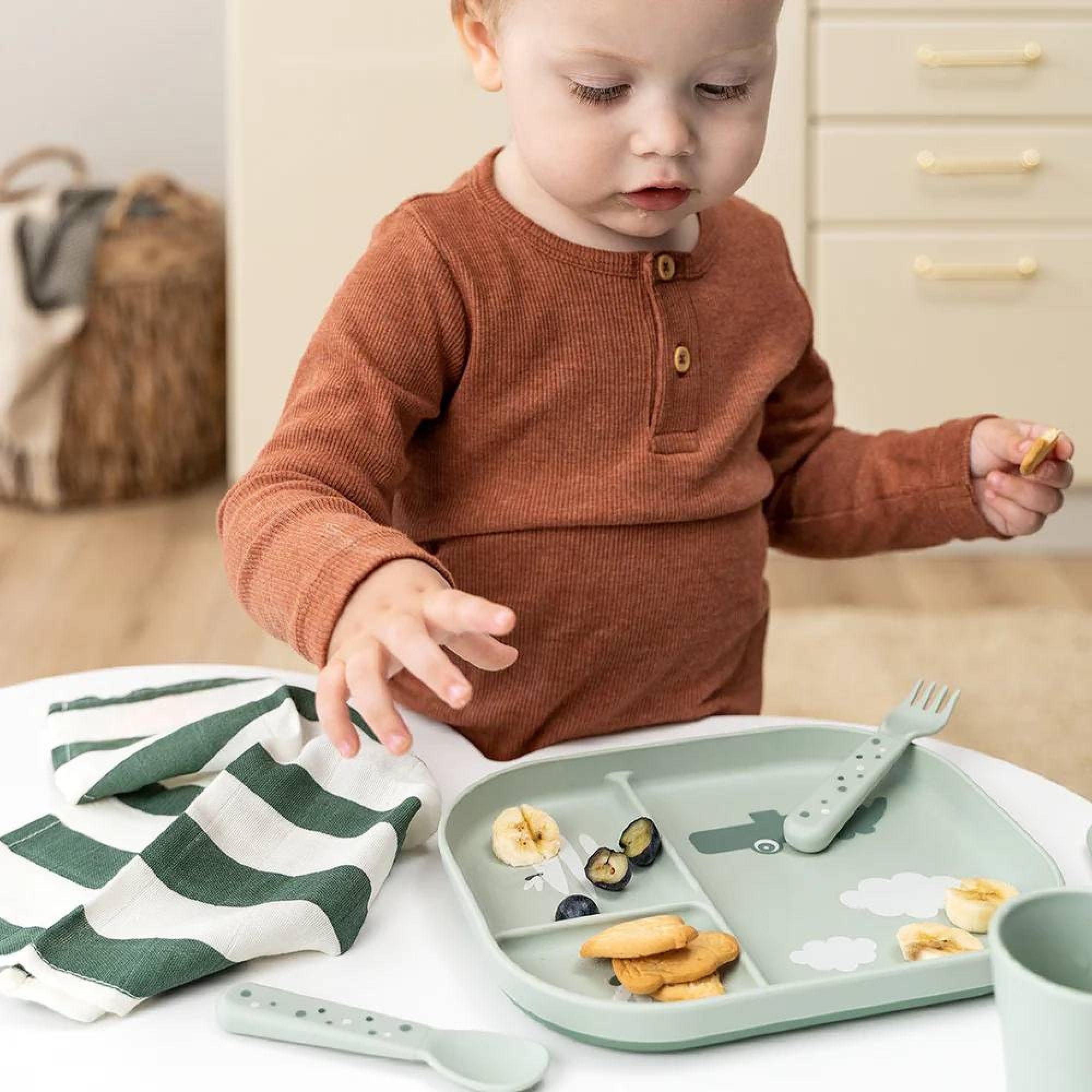 Assiette compartimentée Foodie Croco Vert - Made in Bébé