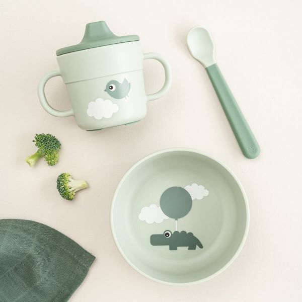 Coffret premier repas Foodie Happy clouds Vert