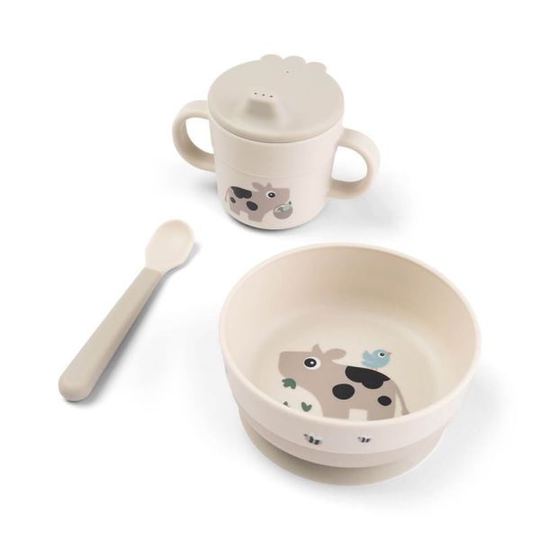Coffret premier repas avec ventouse Tiny farm Sable