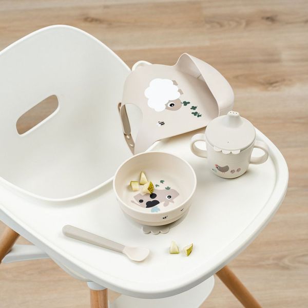 Coffret premier repas avec ventouse Tiny farm Sable