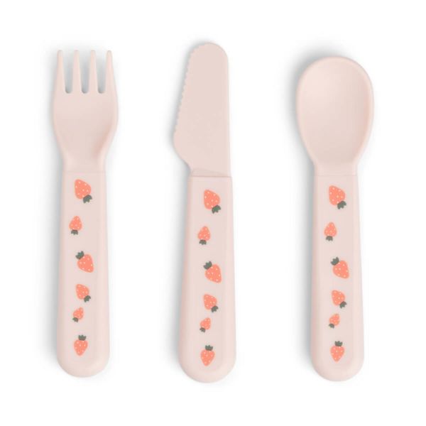 Lot de 3 couverts en silicone Tiny farm Rose