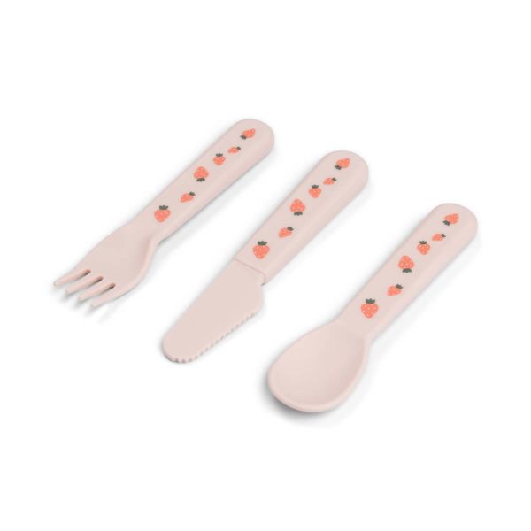 Lot de 3 couverts en silicone Tiny farm Rose
