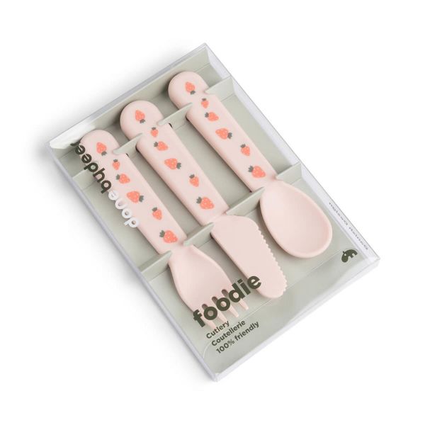 Lot de 3 couverts en silicone Tiny farm Rose