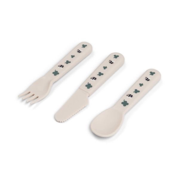 Lot de 3 couverts en silicone Tiny farm Sable