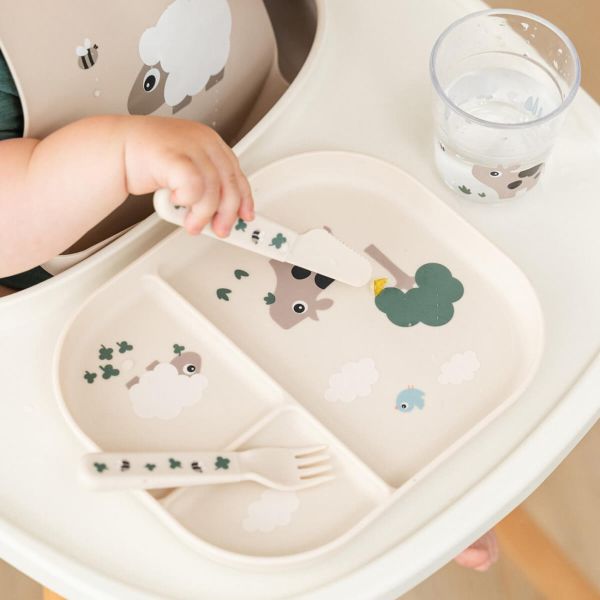 Lot de 3 couverts en silicone Tiny farm Sable