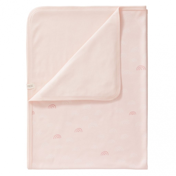 Couverture coton bio bébé 80 x 100 cm Arc en ciel chintz rose