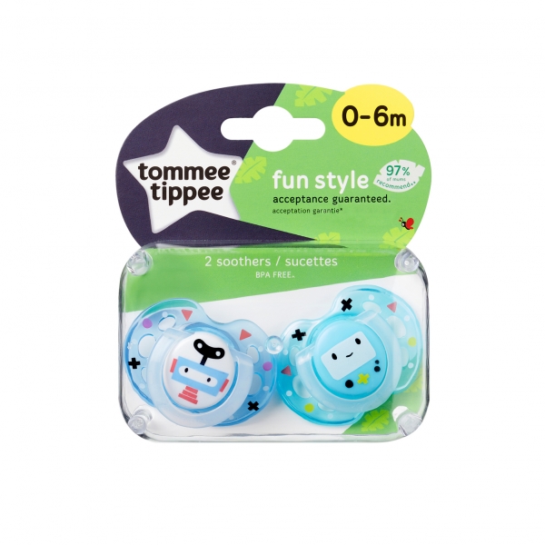 Lot de 2 sucettes Closer to Nature Fun 0-6m (coloris aléatoire)