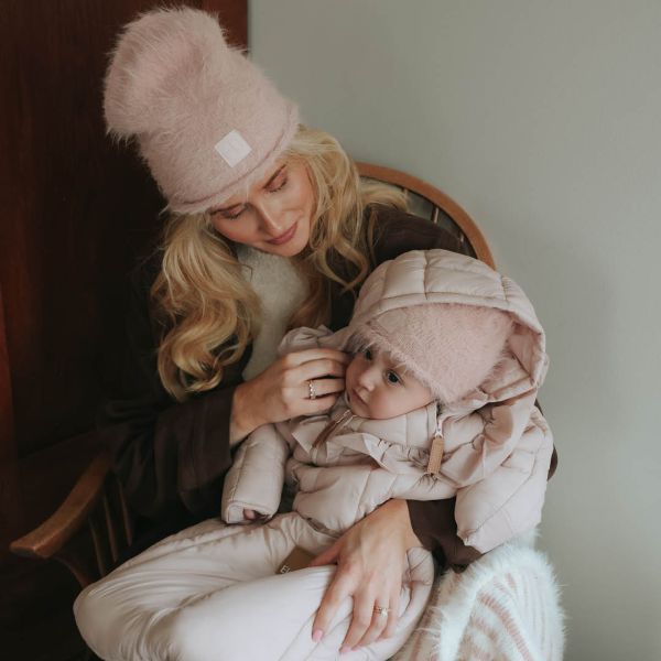 Bonnet bébé d'hiver tricoté 1-2 ans Powder Pink