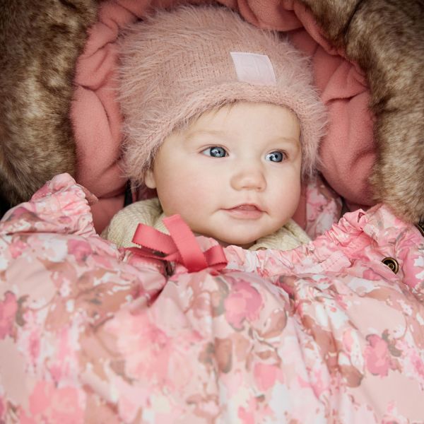 Bonnet bébé d'hiver tricoté 6-12 mois Powder Pink