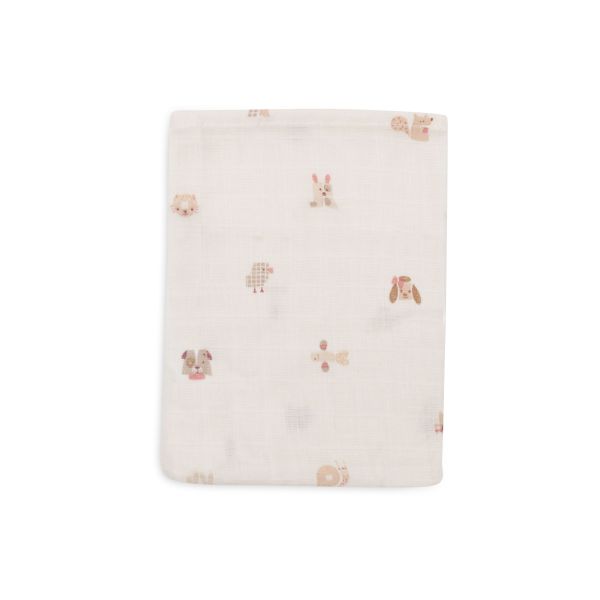 Lot de 3 gants de toilette gaze de coton Animal Friends