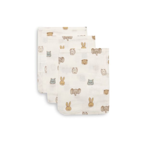 Lot de 3 gants de toilette gaze de coton Jollies