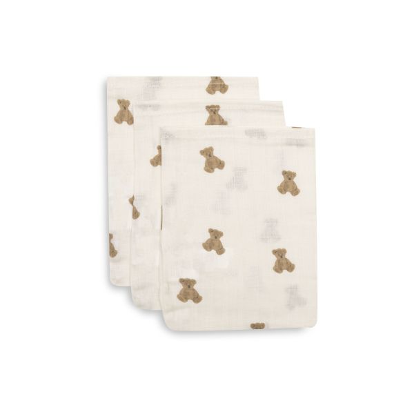 Lot de 3 gants de toilette gaze de coton Mini Teddy Bear