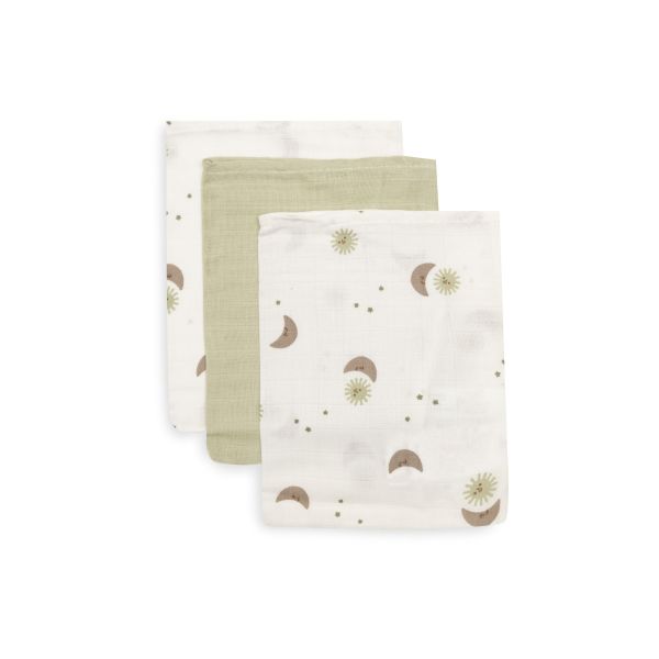 Lot de 3 gants de toilette gaze de coton Over the Moon