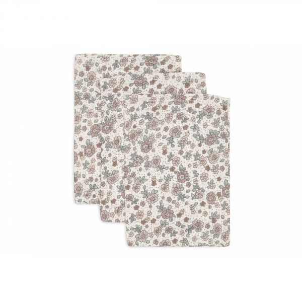 Lot de 3 gants de toilette gaze de coton Retro Flowers