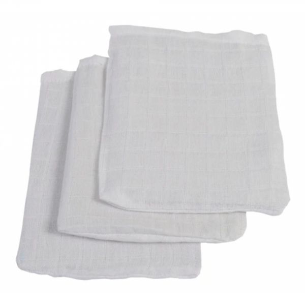 Lot de 3 gants de toilette gaze coton Blanc