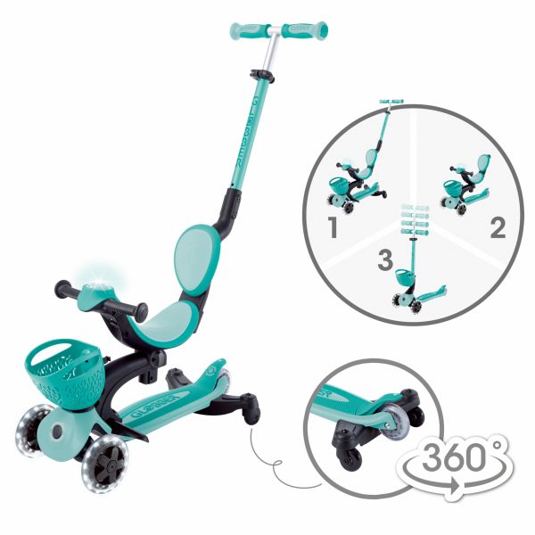 Trottinette évolutive Go Up 360° lumineuse Pastel menthe et menthe foncée