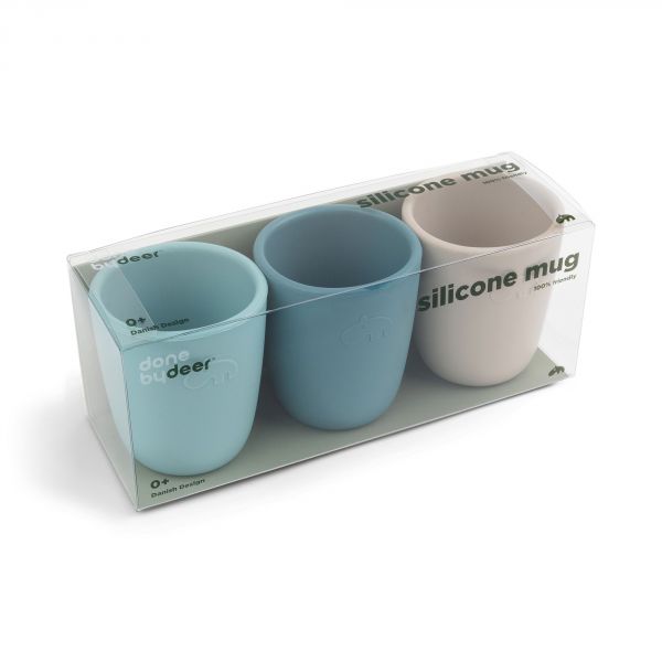 Lot de 3 gobelets en silicone Bleu mixte