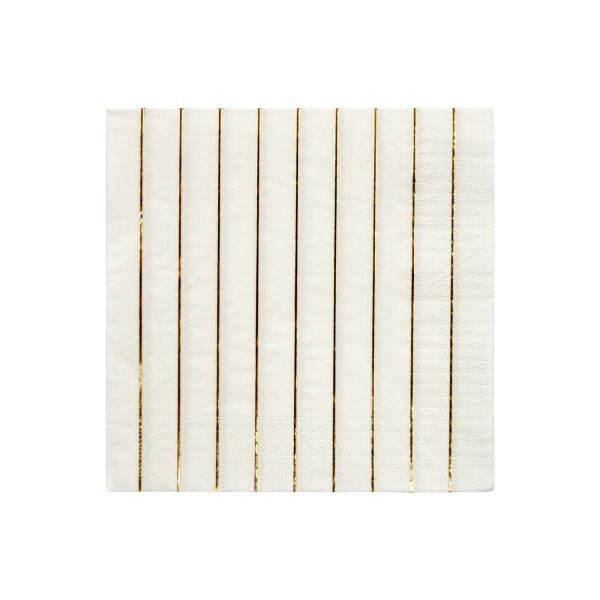 Lot de 16 grandes serviettes rayures d'or