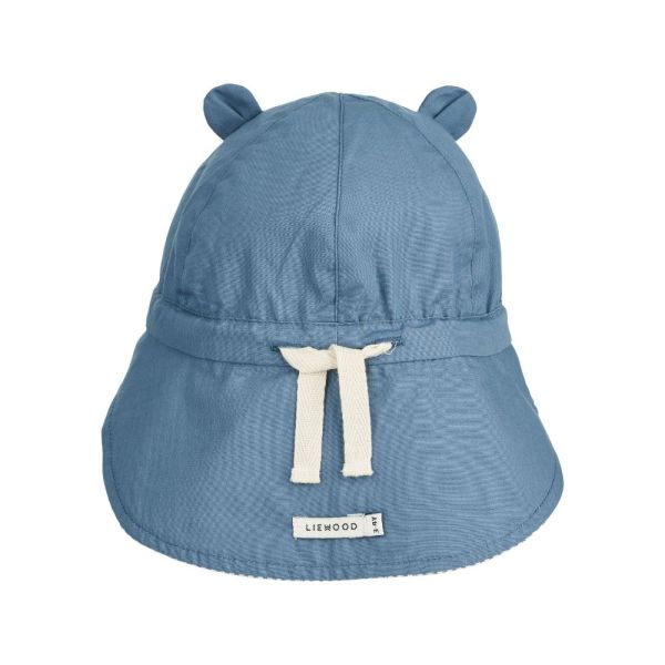 Chapeau de soleil réversible bébé Gorm Stripe Blue wave Crème de la crème 6-9 mois
