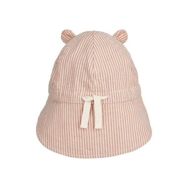 Chapeau de soleil réversible bébé Gorm Stripe Tuscany rose Sandy 6-9 mois