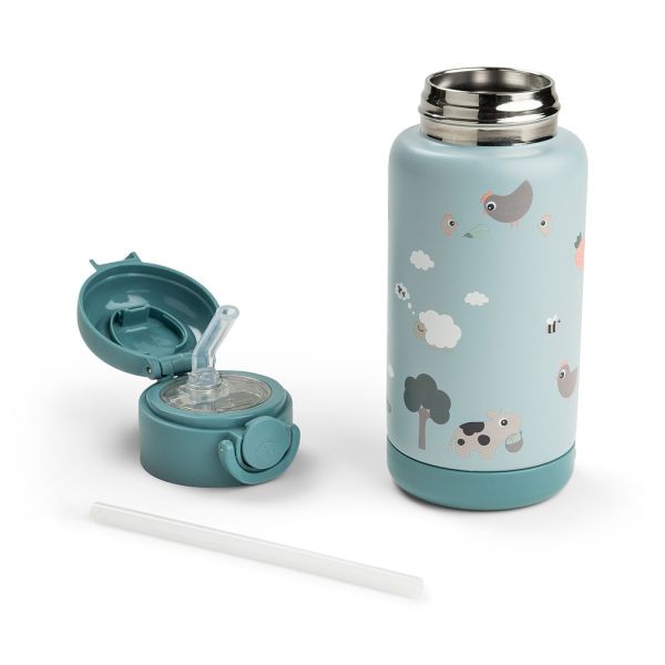Gourde à paille isotherme Tiny farm Bleu 340 ml