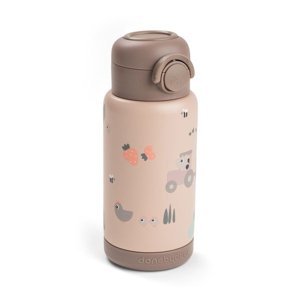 Gourde à paille isotherme Tiny farm Rose 340 ml