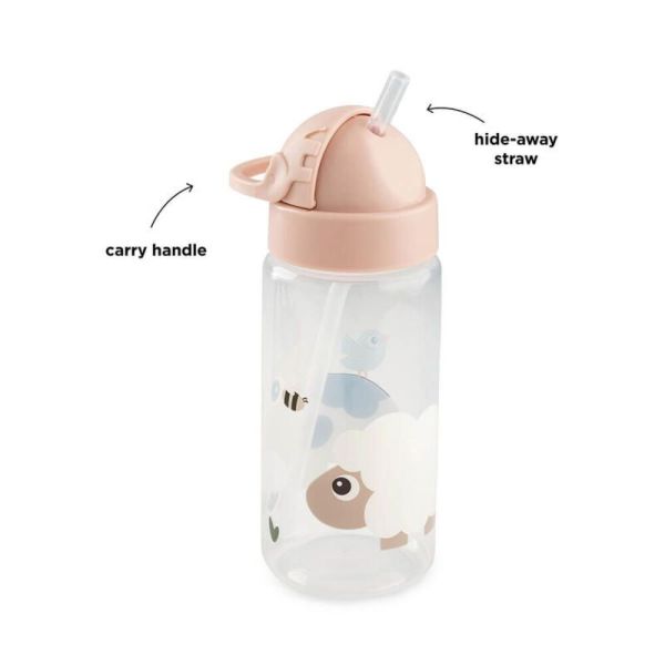 Gourde à paille 350 ml Tiny farm rose