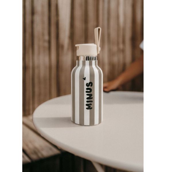Gourde isotherme enfant avec paille Stripe kaki 350 ml