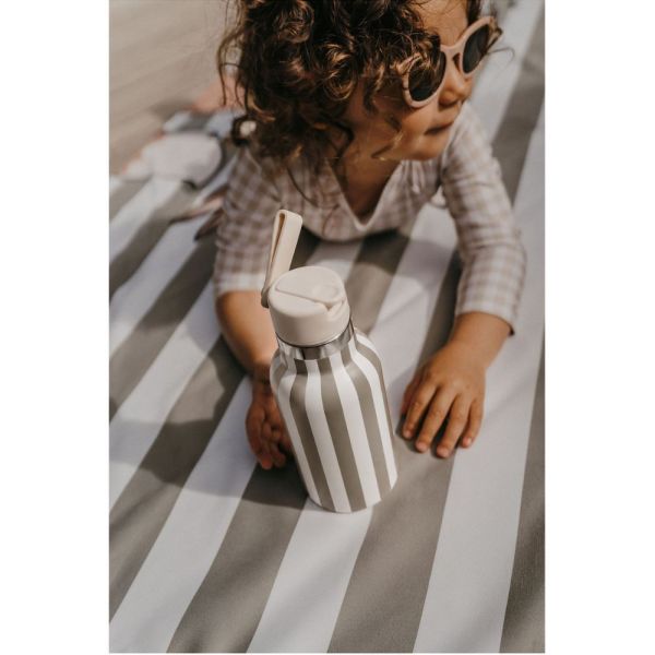 Gourde isotherme enfant avec paille Stripe kaki 350 ml