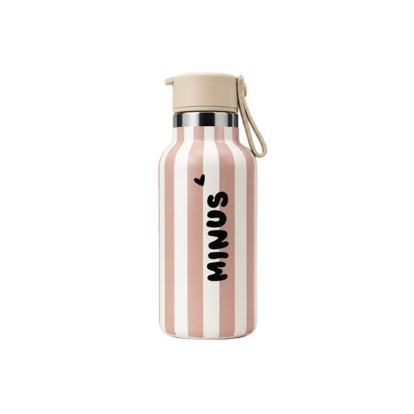 Gourde isotherme enfant avec paille Stripe rose 350 ml