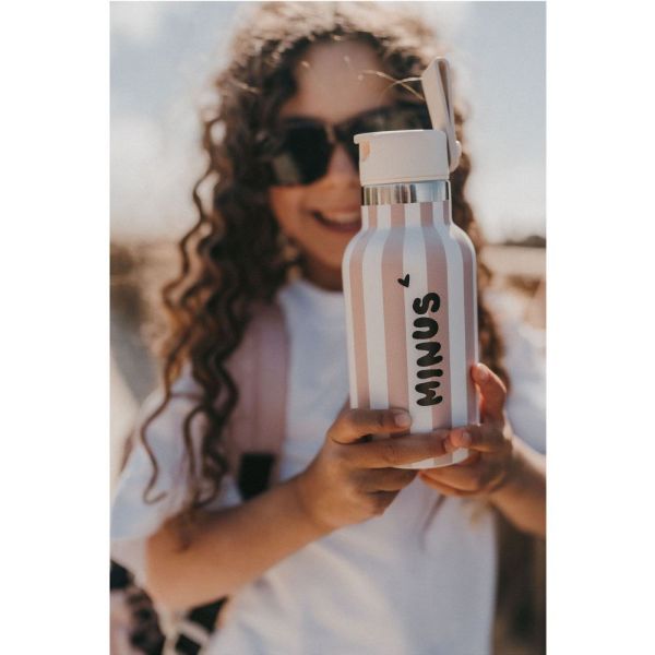 Gourde isotherme enfant avec paille Stripe rose 350 ml