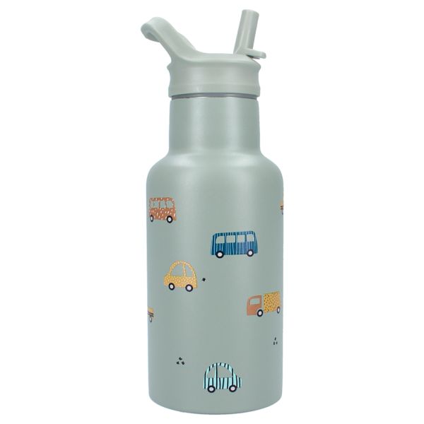 Gourde enfant véhicules 350 ml verte