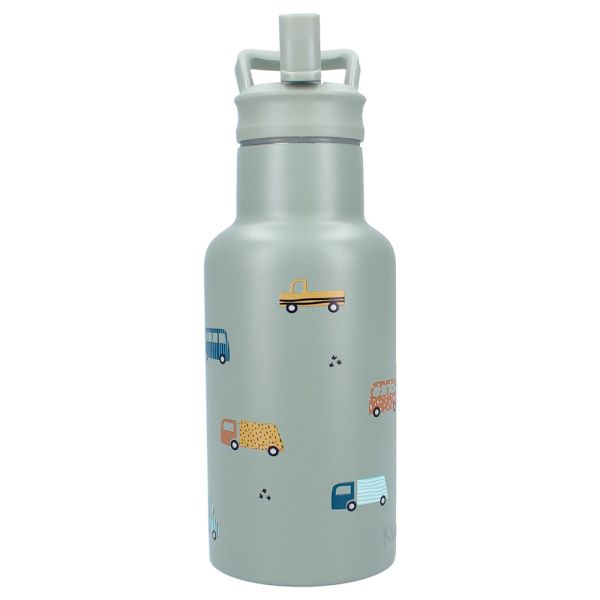 Gourde enfant véhicules 350 ml verte