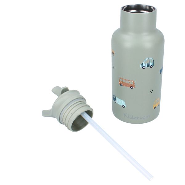 Gourde enfant véhicules 350 ml verte