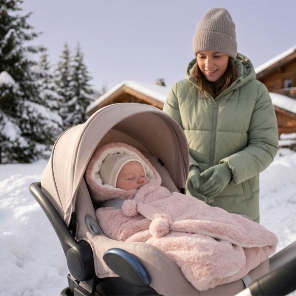 Couverture nomade en fausse fourrure Rose