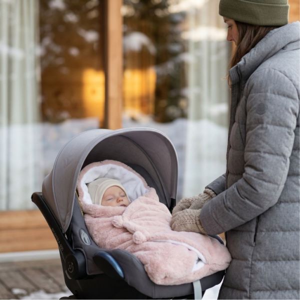 Couverture nomade en fausse fourrure Rose