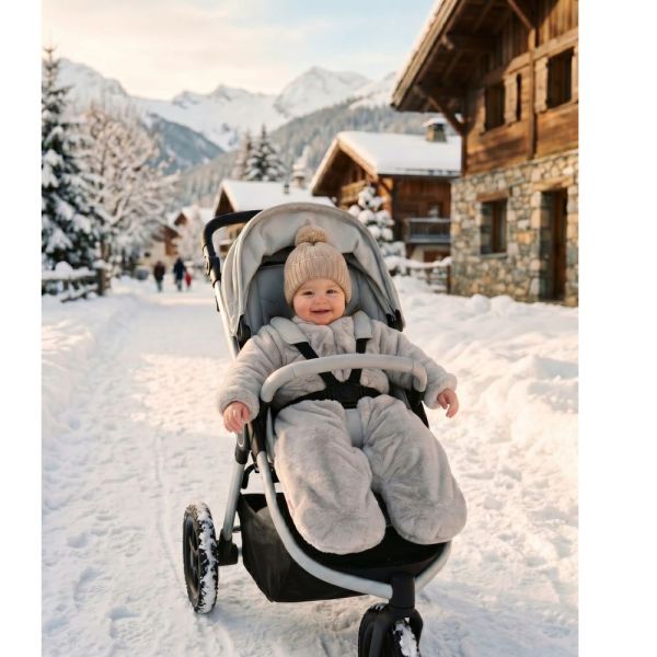 Gigoteuse bébé 100cm fausse fourrure Gris