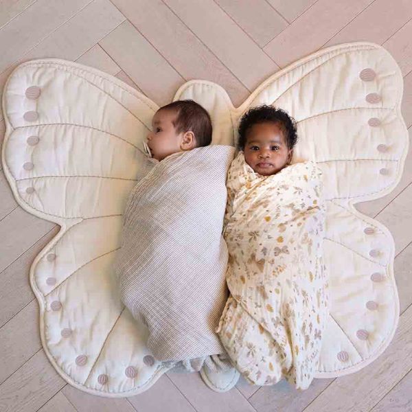 Lange bébé 120 x 120 cm - Rayures bleu