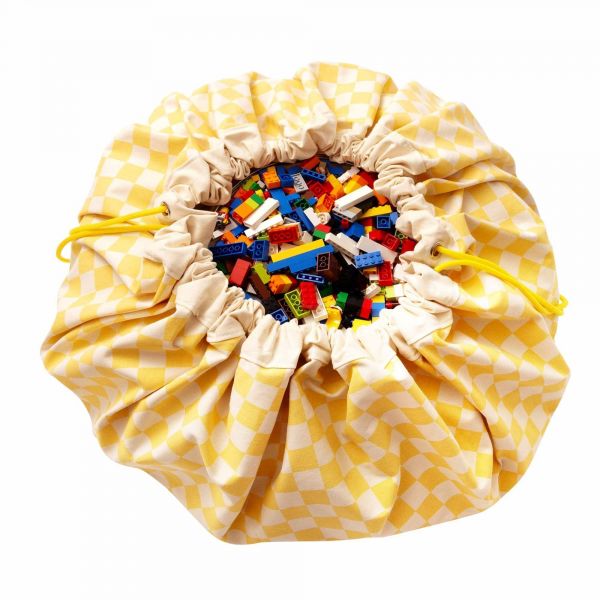 Grand sac à jouets / tapis de jeu 2 en 1 Vichy Yellow