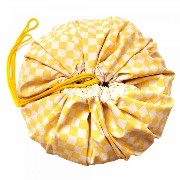 Grand sac à jouets / tapis de jeu 2 en 1 Vichy Yellow