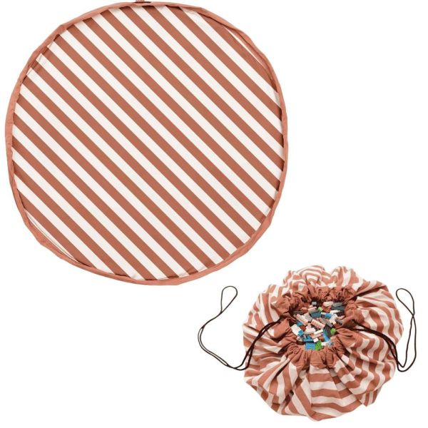 Grand sac à jouets / tapis de jeu 2 en 1 Stripes Brown
