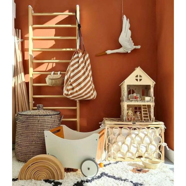 Grand sac à jouets / tapis de jeu 2 en 1 Stripes Brown