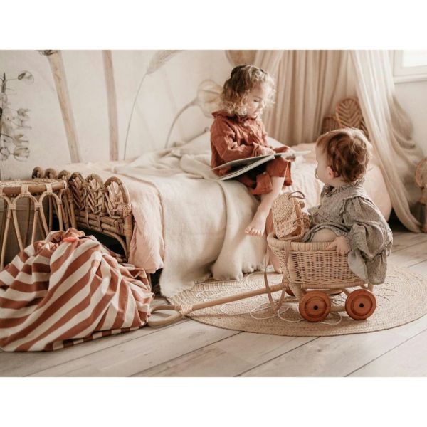 Grand sac à jouets / tapis de jeu 2 en 1 Stripes Brown
