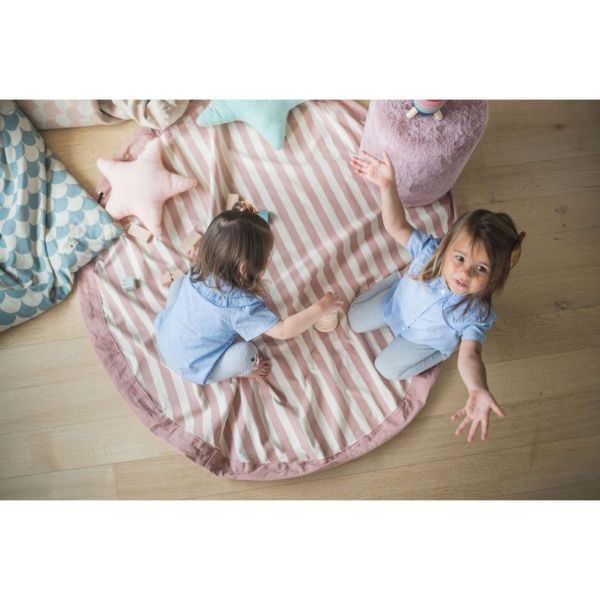 Grand sac à jouets / tapis de jeu 2 en 1 Stripes pink