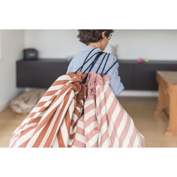 Grand sac à jouets / tapis de jeu 2 en 1 Stripes pink