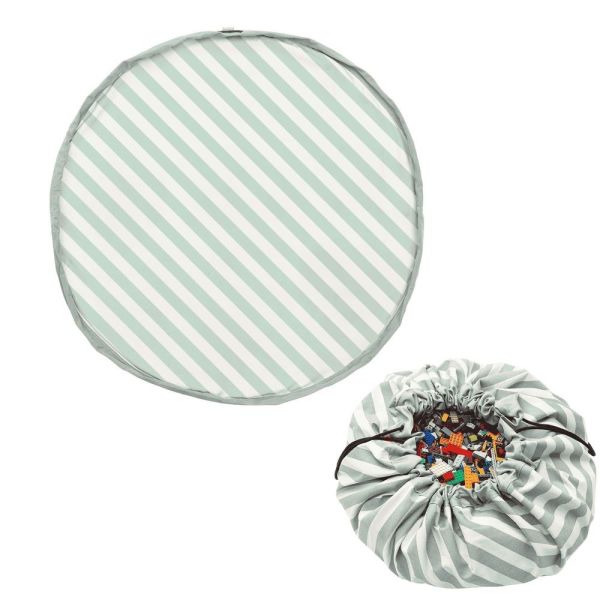 Grand sac à jouets / tapis de jeu 2 en 1 Stripes green