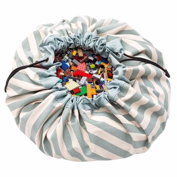 Grand sac à jouets / tapis de jeu 2 en 1 Stripes green